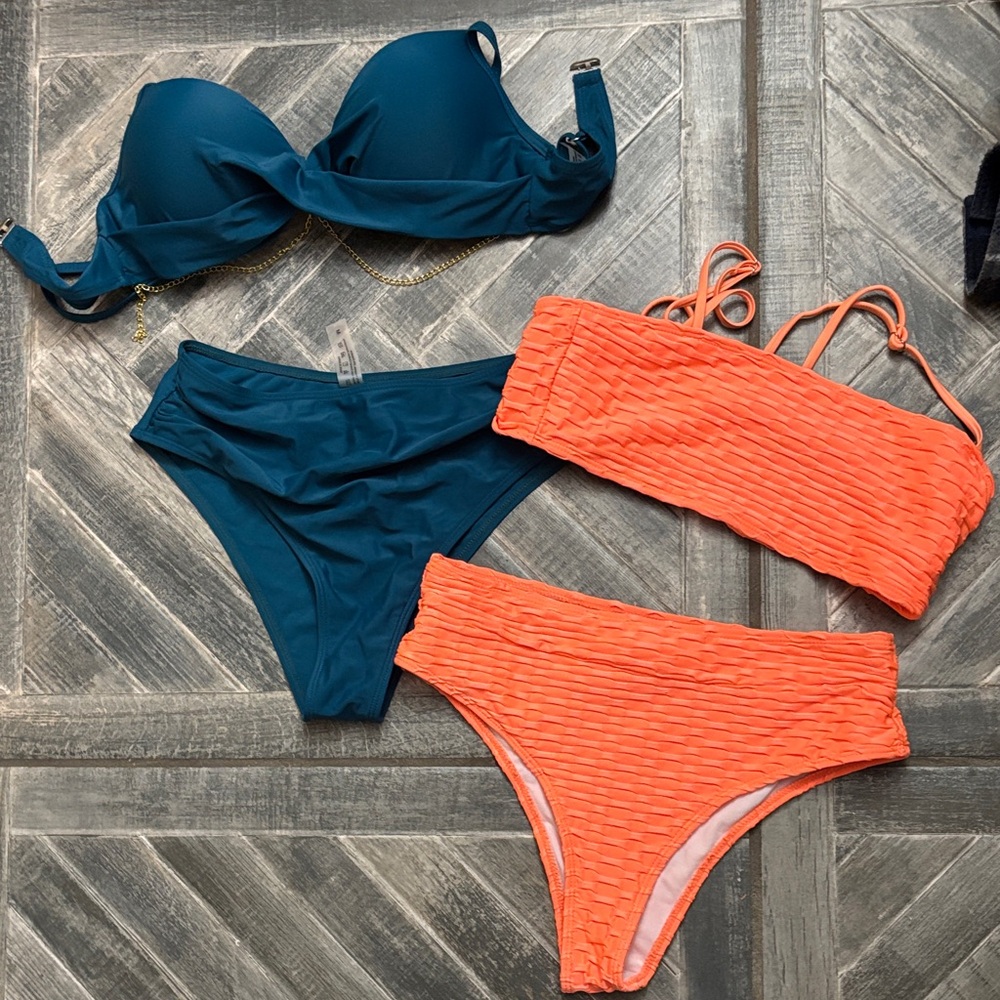 Vibrant Teal and Orange Bikini Set